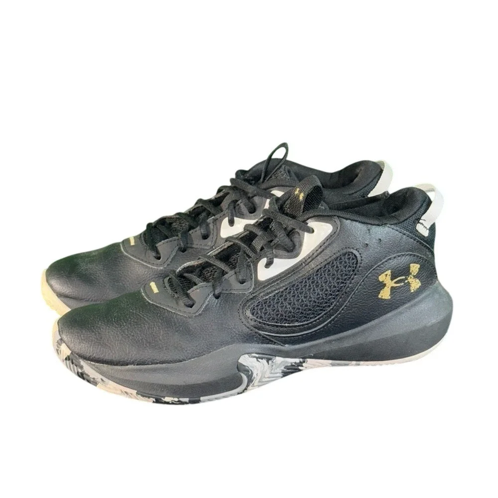 Under Armour Basketball Shoes Black Grey Gold 3025616-003 Mens‎ Size 8